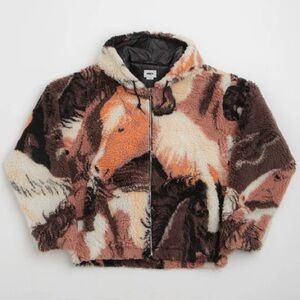 NWT Obey Horses Sherpa Fleece Jacket Size L